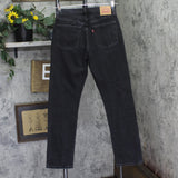 Levi's Womens Original 501 Straight Jeans Button Fly Studded Pocket Black 28x30