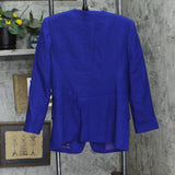Oleg Cassini Vintage Womens Wool Petite Padded Shoulder Suit Coat Royal Blue 12P