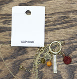 Express Ring Cluster Geode Bead Rhinestone Pendant Necklace Gold / Red 31" + 3"