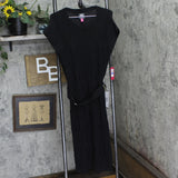 Vince Camuto Womens Textured-Knit Cap-Sleeve Belted Dress VC4M4625 Black XL