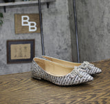 On 34th Womens Millee Embellished Bow Flats 10019810900 Silver Tweed Gray 5M