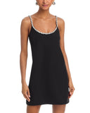 Aqua Crystal Trim Shift Dress IDO12870 Black L