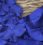 Alex Evenings Floral Applique Cap Sleeve Midi Dress Bright Royal Blue 10