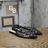 A New Day Womens London Lace Sling Back Bow Flats 94303526 Black 8.5M