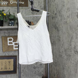 Miss Chievous Juniors Crochet-Trim Tank Top Shirt White M