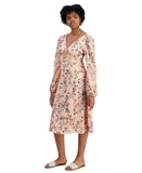 Tinsel Juniors V-Neck Scallop Lace-Trim Floral print Midi Dress Pink Multi M