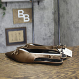 A New Day Womens Camille Satin Slingback Bow Flats 94648297 Brown 9.5M