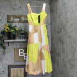 Donna Karan Womens Petite PrintedA-Line Dress KT4G22B6 Fawn Green Mutli 2P