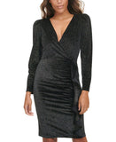 Calvin Klein Glitter Velvet Ruffle-Trim Dress Black Multi See Measurements