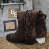Universal Thread Patsy Tall Fringe Western Boots Cowgirl Chocolate Brown 9M