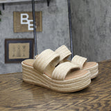 Universal Thread Womens Kayli Jute Two Band Wedge Heels 93320357 Tan Brown 6.5M