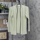 Exclusively Misook Womens Acrylic Knit Stretch Open Front Cardigan Green XS