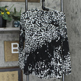 Laurie Felt Womens Long Sleeve Lined Blouse Shirt Top Black / White 2XS