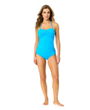 Anne Cole Womens Live in Color Twist Front Bandeaukini Swim Top Ocean Blue M