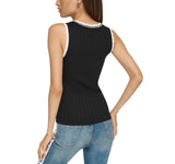 Karl Lagerfeld Paris Womens Lace-Trim Sweater Tank Top Black / Soft White XL