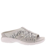 Easy Spirit Womens Traciee 2 Flat Sandal Lightweight Silver Snake Gray 6.5M
