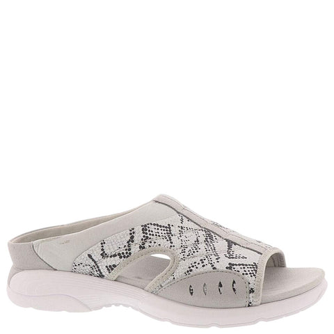 Easy Spirit Womens Traciee 2 Flat Sandal Lightweight Silver Snake Gray 6.5M
