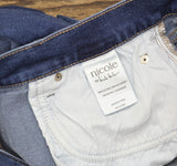 nicole By Nicole Miller Printed Cuff Ankle Jeans Dark Wash Animal Blue 14