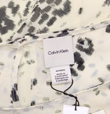 Calvin Klein Sleeveless Abstract Chiffon Midi Belted Lined Dress Light Gray XL