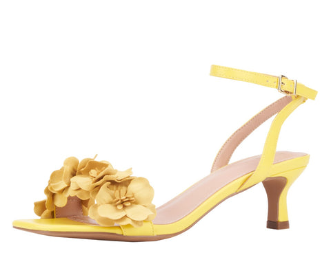 New York Company Womens Gwendolyn Kitten Heel Floral Yellow 6M