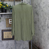 Alfani Womens Textured Button Up Roll Tab Shirt Top Green L