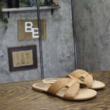 DV Dolce Vita Raffia Criss Cross Strap Flat Slide Sandals Cafe Brown 5.5M
