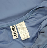 DKNY Womens Ruffle Plunge Underwire Tummy Control One-Piece Swimsuit Blue Bell S
