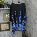 White Mark Womens Plus Size Rella Tunic Blouse Shirt Top Black Blue 2X