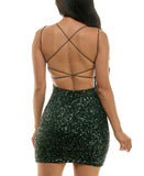 B. Darlin Juniors V-Neck Strappy-Back Mini Dress E78X981E Hunter Green L