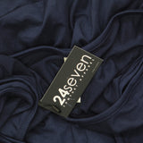 24seven Comfort Apparel Midi Sleeveless Dress with Pocket Detail Navy Blue M