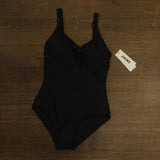 DKNY Womens One-Piece Starburst Swimsuit DIMMS064 Black S