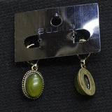 Chico's Women's Drop Glass Stone Silhouette Earrings Brass Gold / Green 1.5"