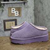 Bearpaw Suede Water-Repellent Wool Lined Platform Clog Slippers Purple Sage 8M