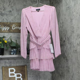 B. Darlin Juniors Metallic V-Neck Belted Dress 914Z740 Pink 7/8