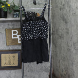 Swim Solutions Womens Polka Dot Romper One Piece Swimsuit Black / White 10