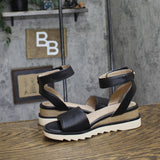 Giani Bernini Womens Constancia Ankle Strap Wedge Sandals Black Smooth 6M