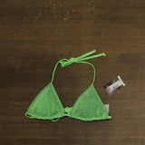 Cotton On Womens String Triangle Bikini Top Intense Lime / Black Crinkle XS
