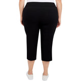Hearts Of Palm Womens Plus Solid Tech Stretch Pull-On Capri Pants Black 18W