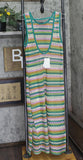 Miken Juniors Striped Low-Back Dress Swim Cover Up I9083K795 Ivory / Green XL