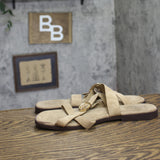 Universal Thread Sandals Faux Suede Strappy Slide with Buckles Taupe Brown 10M