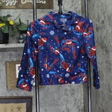 Marvel Boys Button Up Spider Man Christmas Pajama Shirt Top Blue 10
