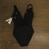 Bleu by Rod Beattie Womens Plunging V-Neck One-Piece Swimsuit RBKK25776 Black 4