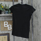 LAT Womens Fitted Graphic Mickey Mouse Sleigh Graphic T-Shirt Tee Black S