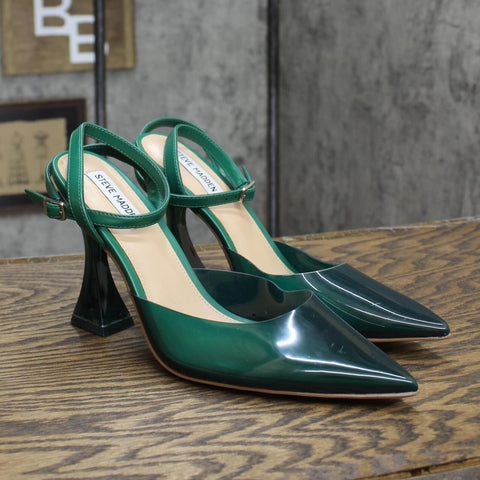 Steve Madden Women's Zelie Vinyl Two-Piece Pumps Shoes ZELI05S1 Green Vinyl 11M