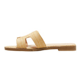 A New Day Womens Nina Raffia Wide Width H-Band Slide Sandals Beige Brown 6W