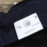 Calvin Klein X-Fit Extra-Slim Fit Navy Windowpane Pants Navy Plaid Blue 36x34