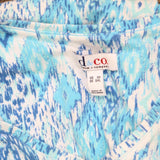 Denim + Company Womens Plus Size V-Neck Pullover Blouse Shirt Top Blue 3X