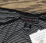 Polly & Esther Juniors Striped Scoop-Neck Skimmer T-Shirt Black Striped L