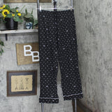 DKNY Womens Notch Collar 2-Piece Long Sleeve & Pant Pajama Set Black M
