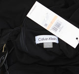 Calvin Klein Women's Matte Jersey Combo Pu Leather Belted Aline Dress Black 2